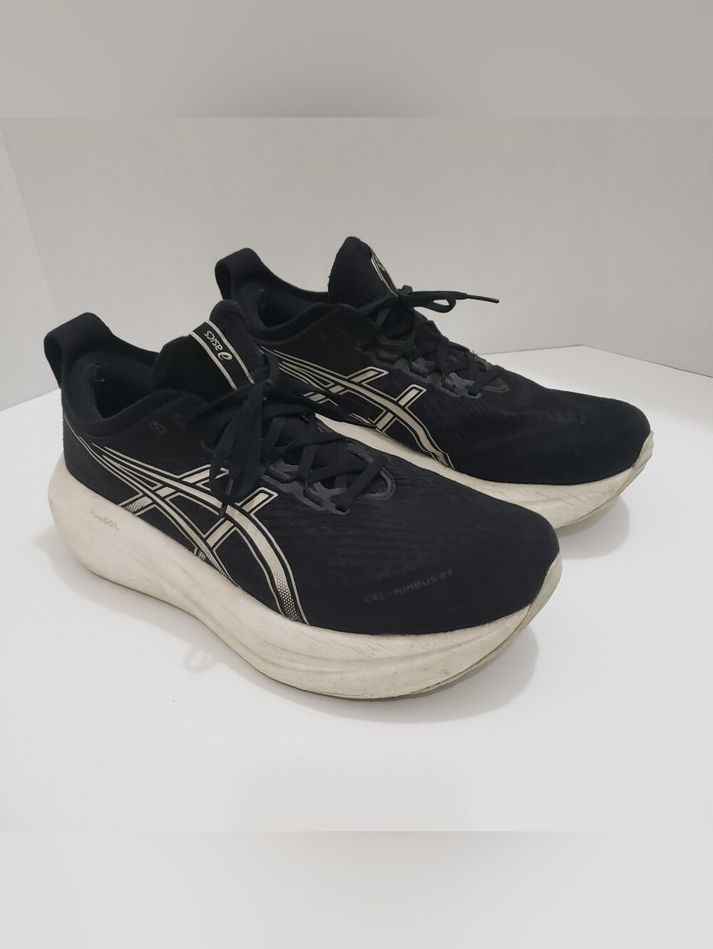 ASICS Gel Nimbus 27 Men’s 11.5 Wide Black White Running Shoes 1011B958